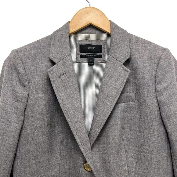 J. Crew Schoolboy Blazer Grey Wool Business Casual Academia Preppy Jacket Size 4 - Picture 4 of 12